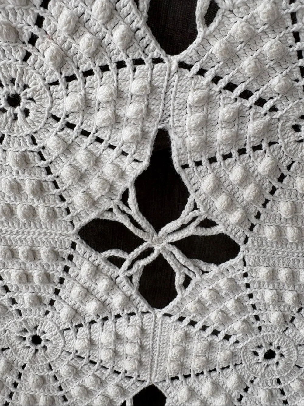 VTG handmade hand crocheted bedspread blanket 100% cotton 90x92 use or cutter